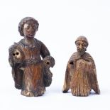 Two carved wooden figures Indo-Portuguese, 17th Century both depicting figures adorned in robes in a