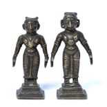 Pair of bronze figures India, 19th/20th Century depicting deities, possibly Shiva, standing