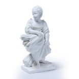 Sevres white biscuit figure circa 1760, 'La Moissonneuse', of a peasant girl harvesting corn,