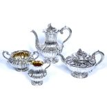 Silver four piece tea and coffee service John Jones Keith, London, 1834, with monogram 'TSS' to each