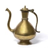 Mughal bronze ewer India, 18th/19th century of plain form with lotus bud handle terminal and