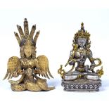 Two figures Sino-Tibetan, 20th Century the first depicted sitting down holding a vajra in one