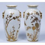 Pair of Mintons porcelain vases Aesthetic movement with overpainted gilt decoration, with