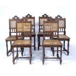 Set of six French oak dining chairs 19th Century, with cane seats (6)