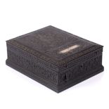 Carved ebony folding box India, 19th Century the interior with various compartments and folding