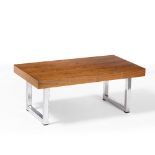 Gordon Russell Rosewood coffee table, 1970, veneered, chrome legs, 91cm across Licence number: