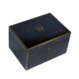 Asprey of London vanity case, with coromandel outer case with brass inlay, the fitted interior