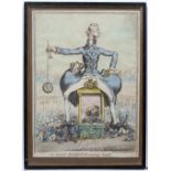 After James Gillray cartoon "The Giant-Factotum Amusing Himself" 36cm x 26cm, and two other cartoons