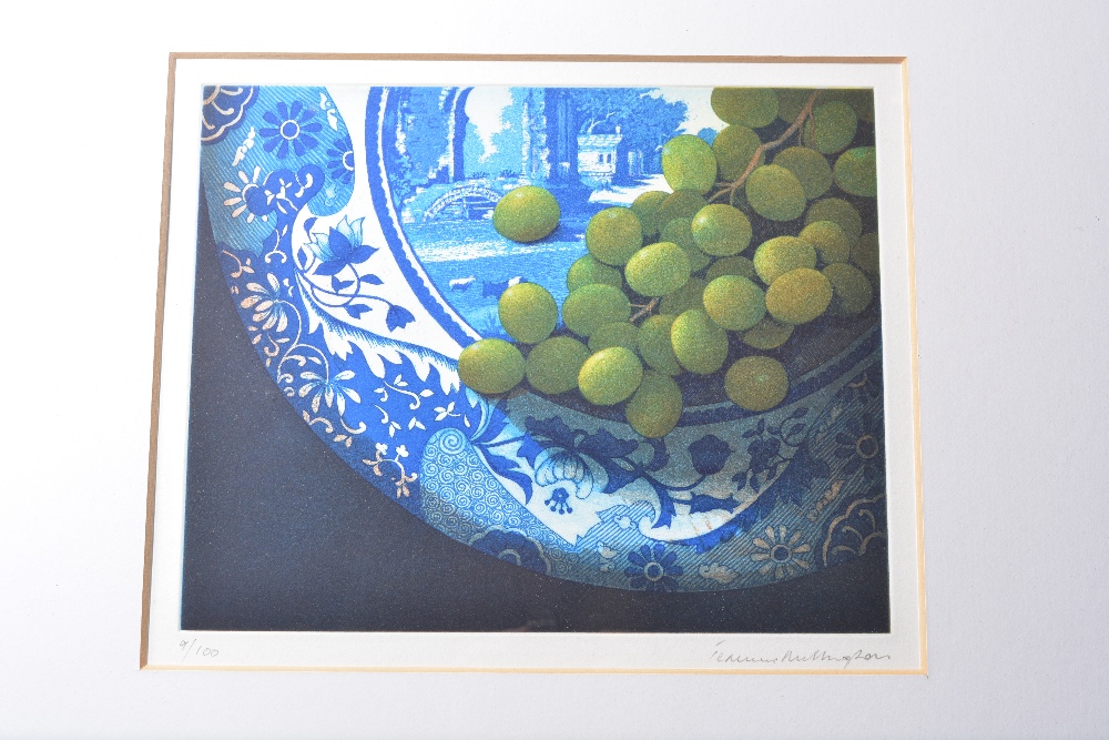 Terence Millington (b.1943) "White Grapes on a Plate" 9/100, 25cm x 31cm, "Black Grapes on a
