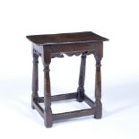 Oak joint stool 17th /18th Century, 49cm across x 26cm deep x 55cm high