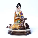 Goldscheider Oriental lady and fawn, stamped manufacturer's mark and numbered '386', 26.5cm high