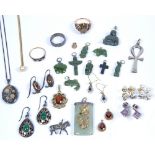 Collection of jewellery including a silver Mizpah ring, a diamond ring (one stone deficient), a