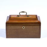 Harewood tea caddy George III, with three division interior, 24cm wide x 13cm deep x 14cm high