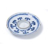 Savona maiolica tremblueuse saucer mid 18th Century, with a raised central well, blue and white