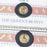 Collection of four Harrington & Byrne quarter ounce gold coins featuring the Queen's Beasts, The