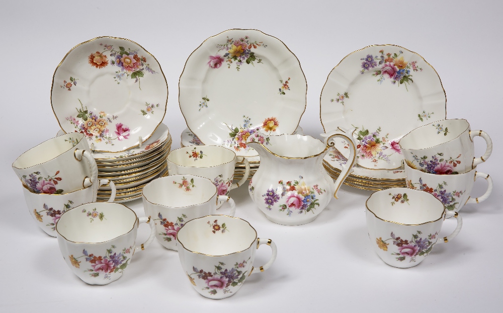 Royal Crown Derby 'Derby Posies' part tea set including teacups, saucers, milk jug etc