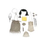 TWO CONTINENTAL SILVER MESH LINK PURSES, another Chinese white metal mesh link purse, a silver and