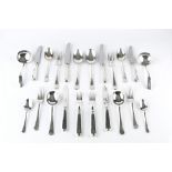 A SERVICE OF SILVER STRATHMORE PATTERN FLATWARE AND CUTLERY, comprising six tablespoons, eleven