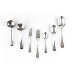 A SERVICE OF LATE VICTORIAN SILVER OLD ENGLISH PATTERN FLATWARE, comprising twelve table forks,