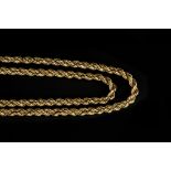 A ROPETWIST-LINK LONG CHAIN, with swivel clasp, stamped '9C JM', length 138cm