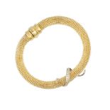 A FANCY-LINK BRACELET BY UNOAERRE, the yellow precious metal tubular bracelet of beaded mesh-link