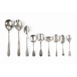 A COLLECTION OF SILVER, comprising an Old English pattern cheese scoop, Sheffield 1927; a pair of