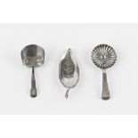 A GEORGE III SILVER CADDY SPOON, with lobed circular bowl and bright cut handle, by Joseph Taylor,