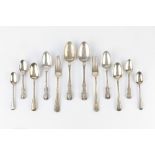 A SMALL QUANTITY OF VICTORIAN SILVER BEAD PATTERN FLATWARE, comprising two table forks, a dessert