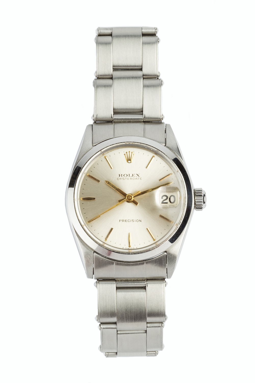 A STAINLESS STEEL 'OYSTERDATE PRECISION' WRISTWATCH BY ROLEX, circa 1967-68, the circular dial