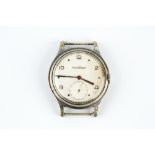 A GENTLEMAN'S STAINLESS STEEL WATCH HEAD BY JAEGER-LECOULTRE, the circular silvered dial with