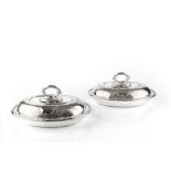 A QUANTITY OF SILVER PLATED ITEMS TO INCLUDE a pair of late Victorian oval entree dishes and covers,