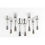 A MATCHED PART SERVICE OF 19TH CENTURY SILVER FIDDLE PATTERN FLATWARE, comprising four table