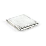 A SILVER RECTANGULAR CIGARETTE CASE, with spot hammered decoration and border of wavy line and