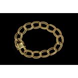 A YELLOW PRECIOUS METAL FANCY-LINK BRACELET, of ropetwist curb-link design, stamped '750', with
