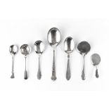 A COLLECTION OF SIX EARLY 20TH CENTURY DANISH ARTS & CRAFTS STYLE SERVING SPOONS, to include two