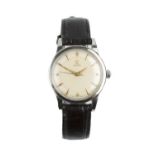 A GENTLEMAN'S STAINLESS STEEL AUTOMATIC WRISTWATCH BY OMEGA, circa 1950, the circular dial with