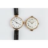 TWO LADY'S 9CT GOLD WRISTWATCHES BY ROLEX, the first with Arabic numerals, to a jewelled manual