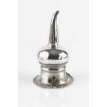 A GEORGE IV SILVER WINE FUNNEL, the strainer with foliate and scroll cast border and with