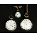 A WILLIAM IV SILVER PAIR CASE POCKET WATCH, the white enamel dial with Roman numerals and outer