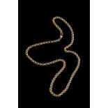 A 9CT GOLD BELCHER-LINK CHAIN, length 54cm