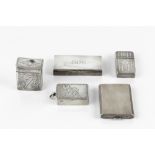 A VICTORIAN SILVER RECTANGULAR SMALL BOX, with hinged cover, by Edward Smith, Birmingham 1857,