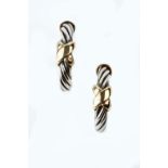 A PAIR OF EAR HOOPS BY TIFFANY & CO, each twisted hoop applied with an X motif, on stud fittings,