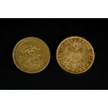 A GEORGE III SOVEREIGN, dated 1820, and a German 20 Mark gold coin, dated 1910 (2)