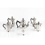 A SILVER TEAPOT, of baluster form, with domed cover, ebonised handle and knop, by Gowland Bros,