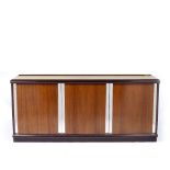 Heals Sideboard, circa 1972 rosewood, with three mirrored doors and marble top 74cm high, 170cm
