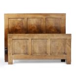 Peter Waals (1870-1937) Double bed walnut, panelled headboard and footboard 109.5cm high (