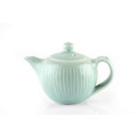 Derek Emms (1929-2004) Teapot porcelain, with celadon glaze impressed potter's seal 11cm high.