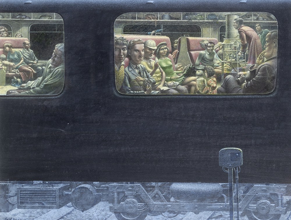 Paul Birkbeck (b.1939) The train journey, 1997 signed and dated acrylic on paper 38cm x 49cm.