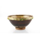 Clive Bowen (b.1943) Bowl slip pattern rim, earthenware glaze 19.7cm diameter.