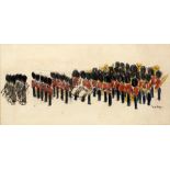 Paul Lucien Maze (1887-1979) The Guards Band signed (lower right) watercolour 21cm x 42cm.